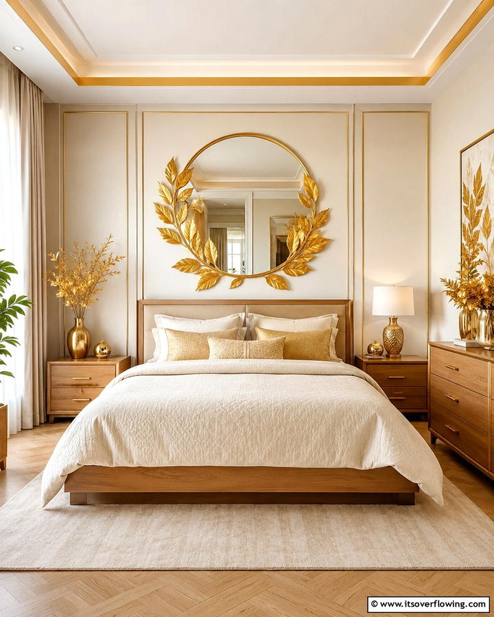 Golden Leaf Accents - 30 Cozy Fall Bedroom Decor Tips for Autumnal Warmth & Style