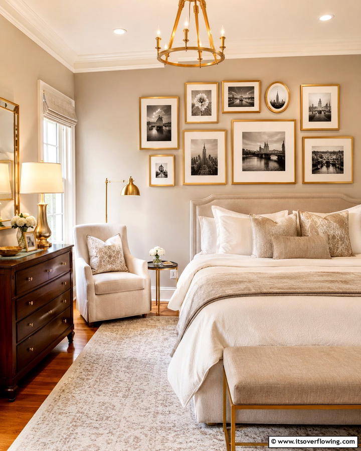 Golden Picture Frames - 25 Gold Bedroom Ideas for a Luxurious Retreat