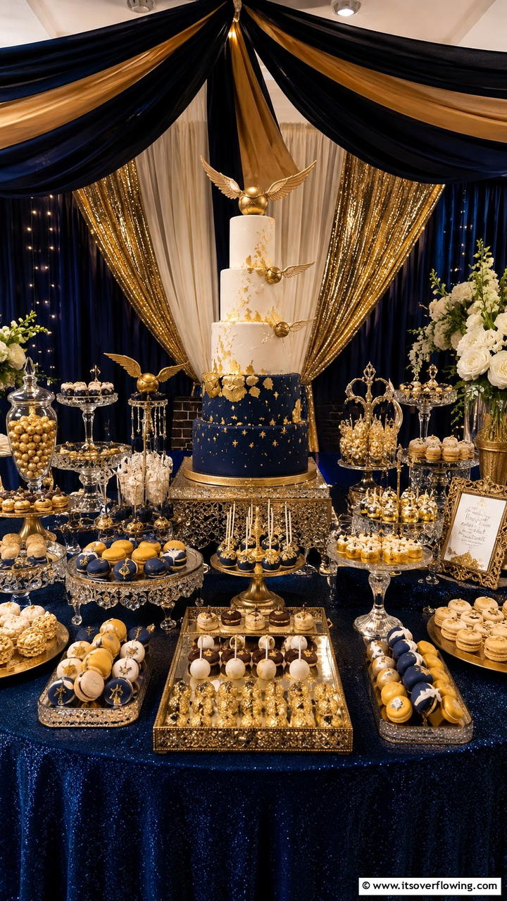 Golden Snitch Cake and Desserts - 30 Harry Potter Wedding Ideas- Enchanting Themed Celebrations