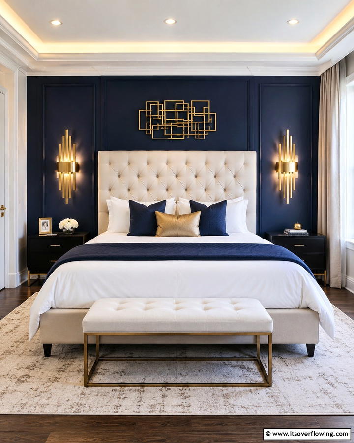 Golden Wall Sconces - 25 Gold Bedroom Ideas for a Luxurious Retreat