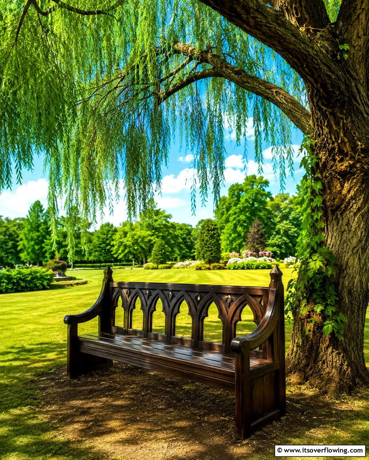 Gothic Garden Bench - 25 Gothic Garden Ideas for a Dark and Mysterious Oasis