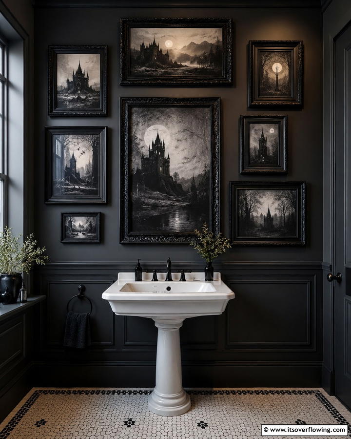 Gothic Inspired Artwork - 25 Gothic Bathroom Ideas for a Dramatic and Stylish Space