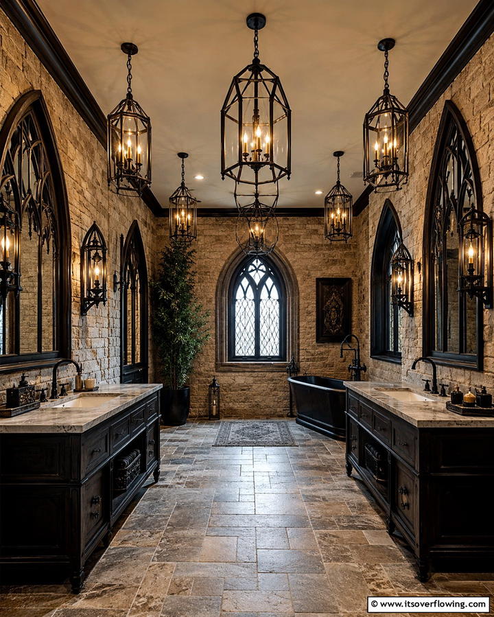 Gothic Inspired Lighting Fixtures - 25 Gothic Bathroom Ideas for a Dramatic and Stylish Space