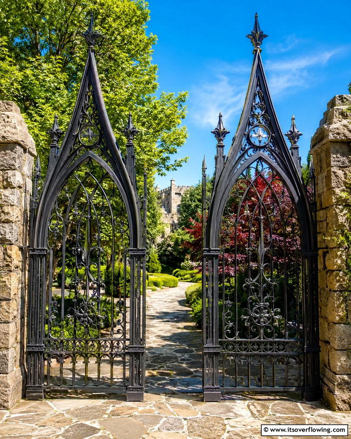 Gothic Inspired Metal Gate - 25 Metal Garden Gate Ideas to Enhance Your Outdoor Space