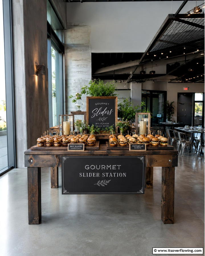 Gourmet Slider StationOne - 25 Wedding Buffet Ideas for a Memorable Reception