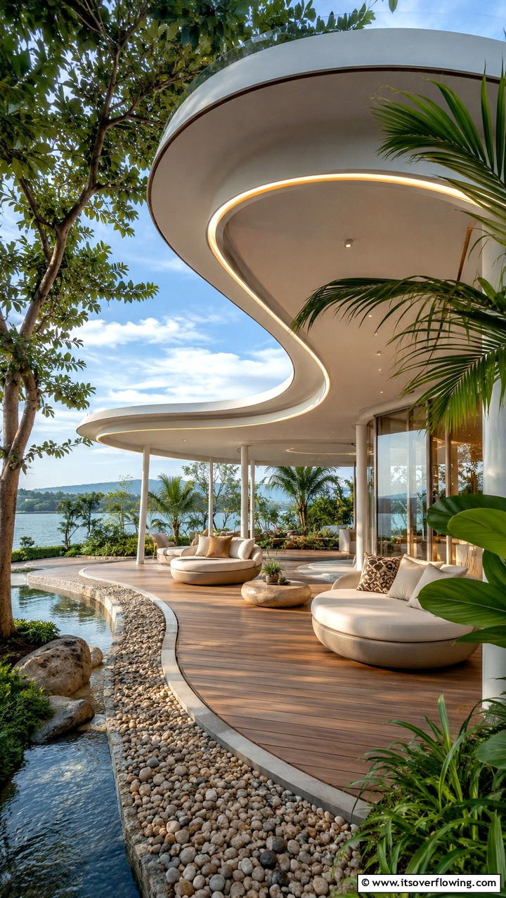 Graceful Curved Silhouette - 30 Deck Roof Ideas for Shaded Outdoor Living