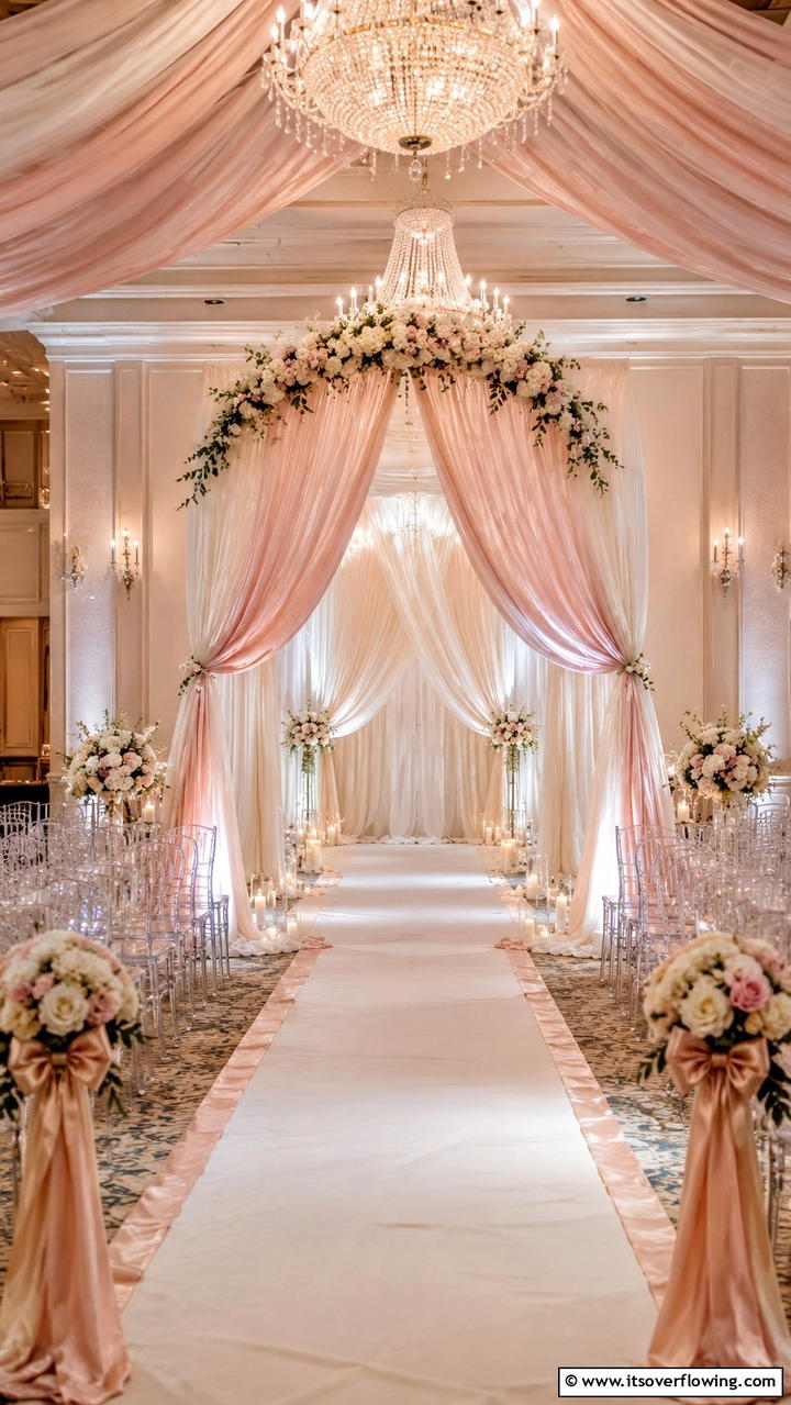 Graceful Fabric Draped Arch - 21 Beautiful Wedding Arch Ideas for Ceremony Backdrops