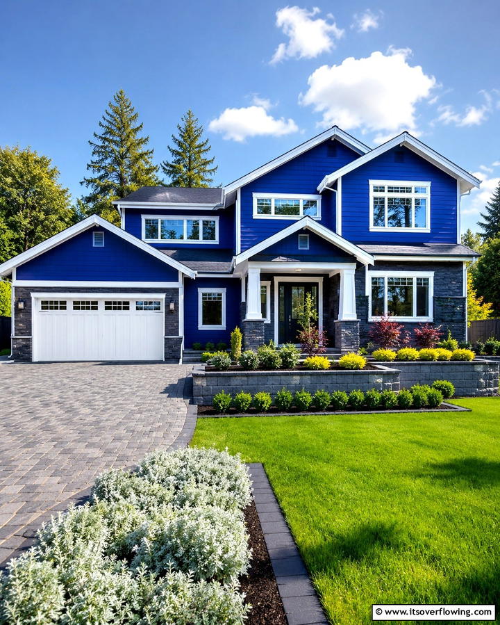 Graceful Navy Inspiration - 30 Serene Blue Exterior House Colors to Boost Curb Appeal