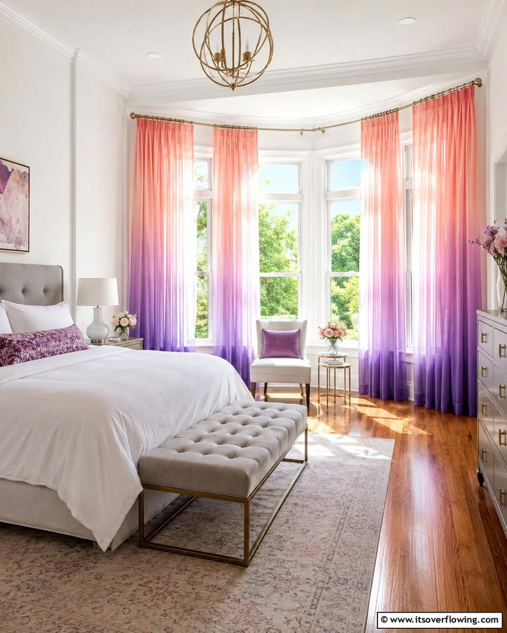Gradient Curtains - 25 Rainbow Bedroom Ideas to Brighten Up Your Space