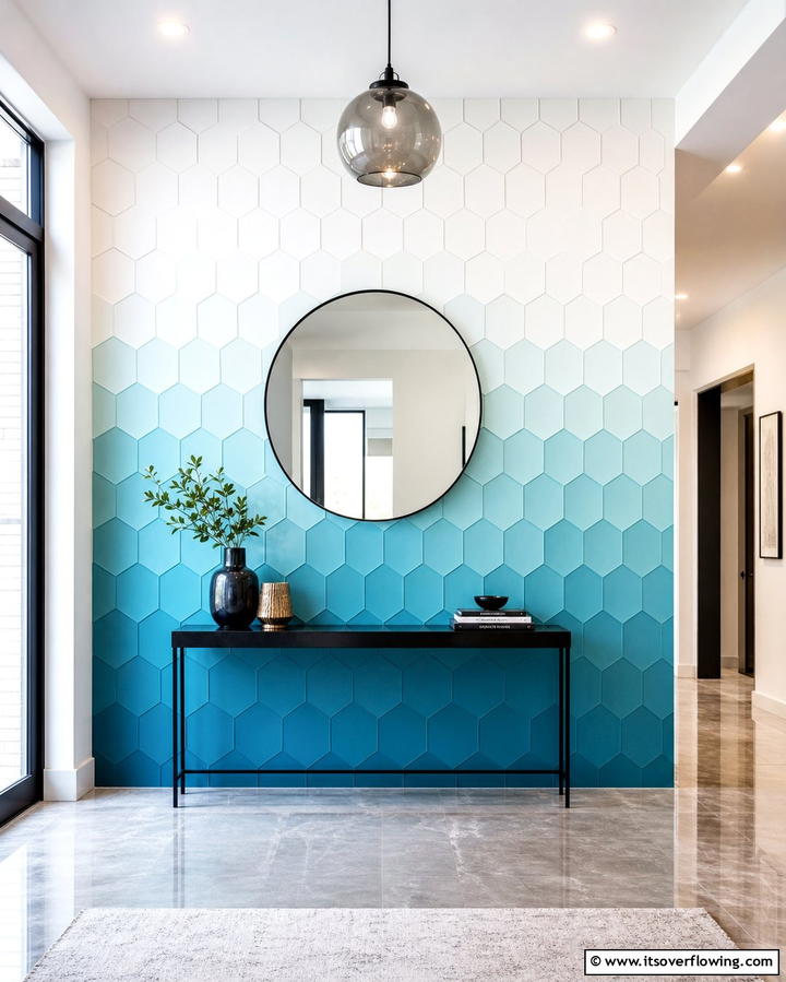 Gradient Geometric Fade - 25 Geometric Accent Wall Ideas for Modern Interiors