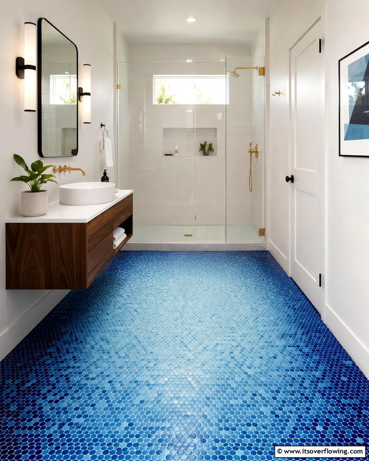 Gradient Ombre Penny Tile Floor - 25 Penny Tile Bathroom Floor Ideas for a Unique Look