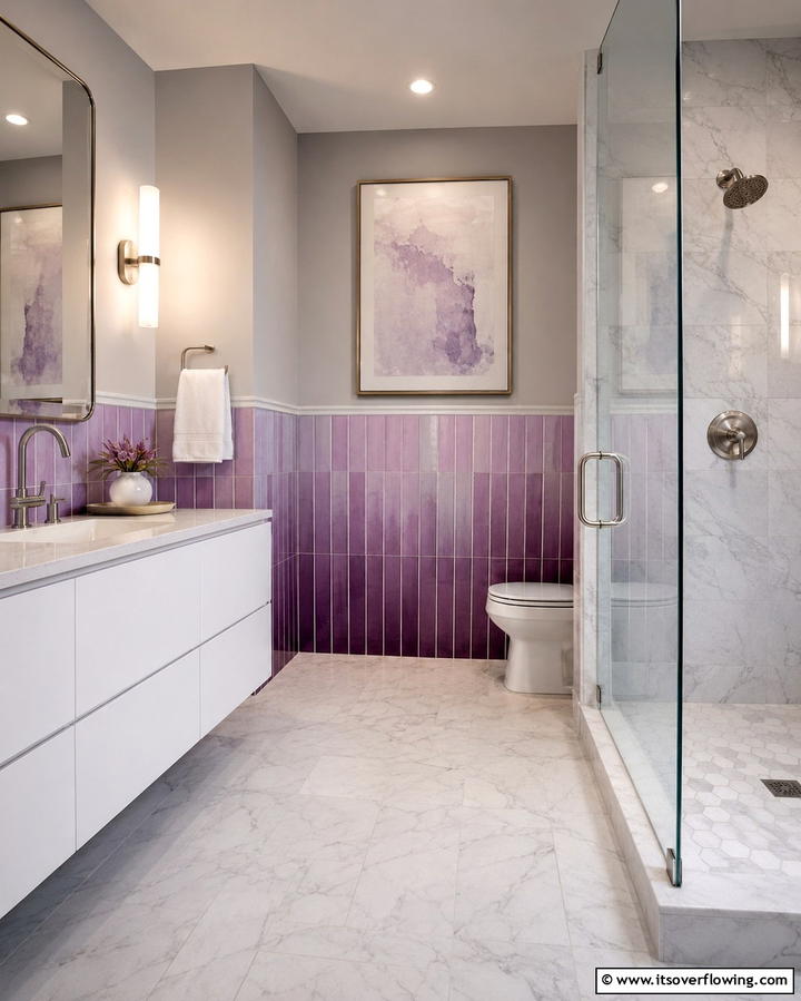 Gradient Tiles for a Unique Transition - 30 Half-Wall Tile Bathroom Ideas for Functional Style