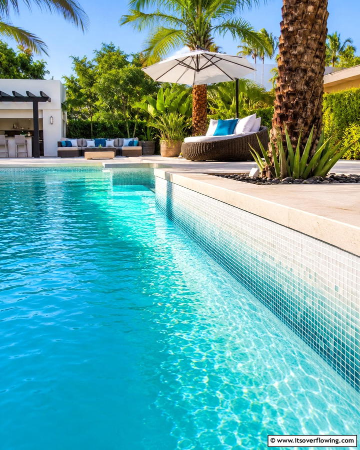 Gradient Tiles - 20 Waterline Pool Tile Ideas for a Stunning Backyard Oasis