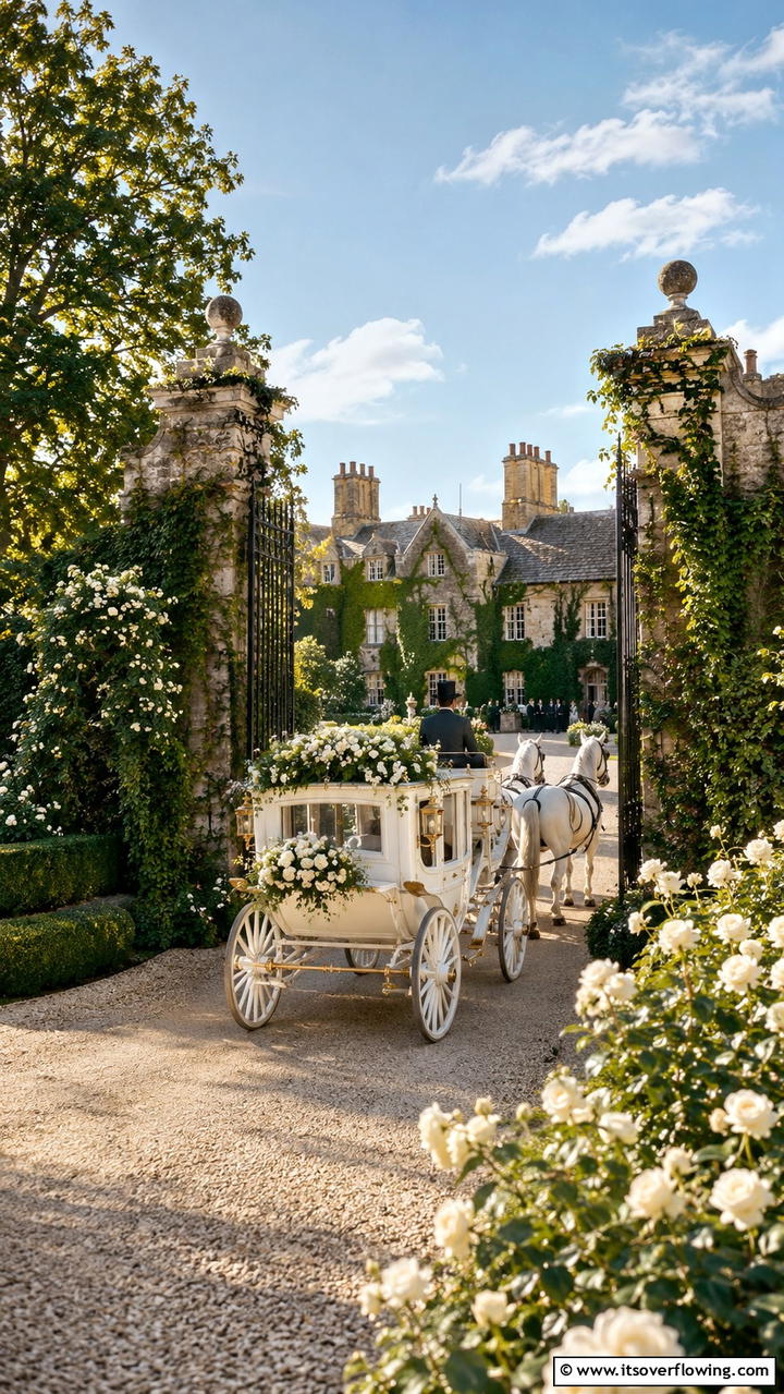 Grand Carriage Entrance - 30 Bridgerton Wedding Ideas for Regency-Inspired Celebrations
