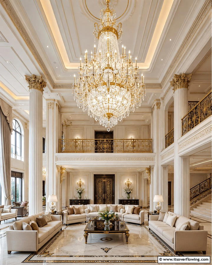 Grand Chandeliers for a Regal Ambiance - 25 Mansion Living Room Ideas for Luxurious Spaces