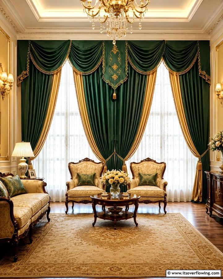 Grand Curtains with Valances - 25 Victorian Living Room Ideas for Elegant Spaces
