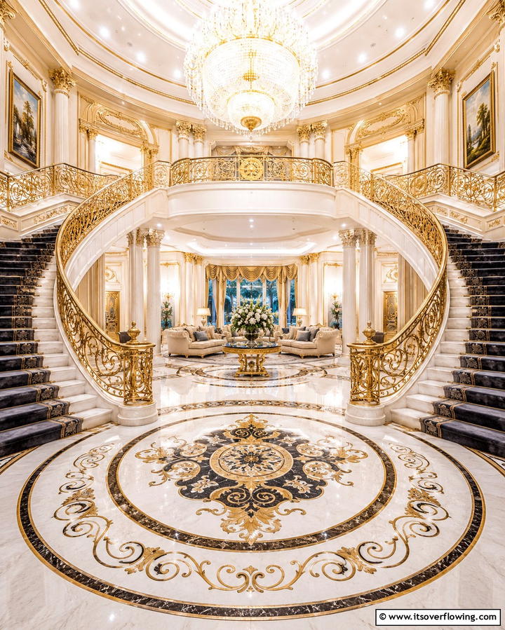 Grand Double Curves - 30 Elegant Curved Staircase Designs to Elevate Your Home’s Style