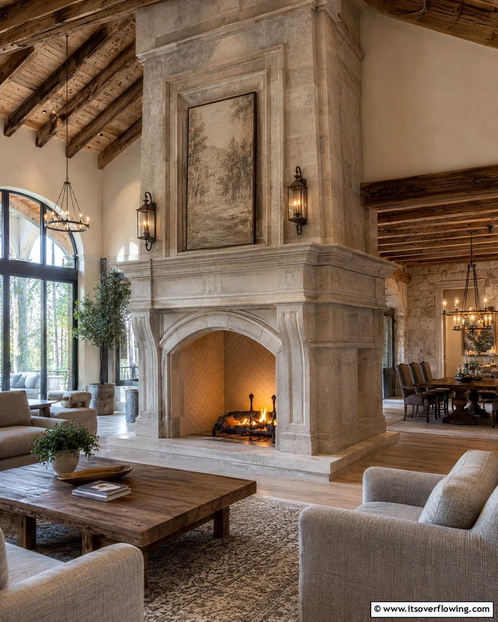 Grand Fireplace Centerpiece - 25 Mansion Living Room Ideas for Luxurious Spaces