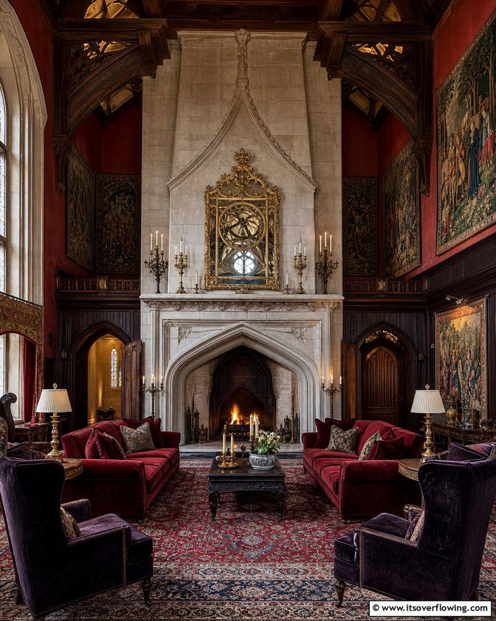 Grand Fireplace Focal Point - 25 Castle Living Room Ideas for a Majestic and Regal Ambiance