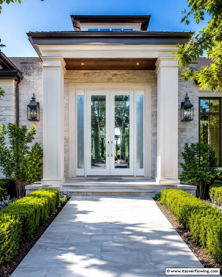 Grand Glass Panels - 25 Double Front Door Ideas for a Grand Entrance