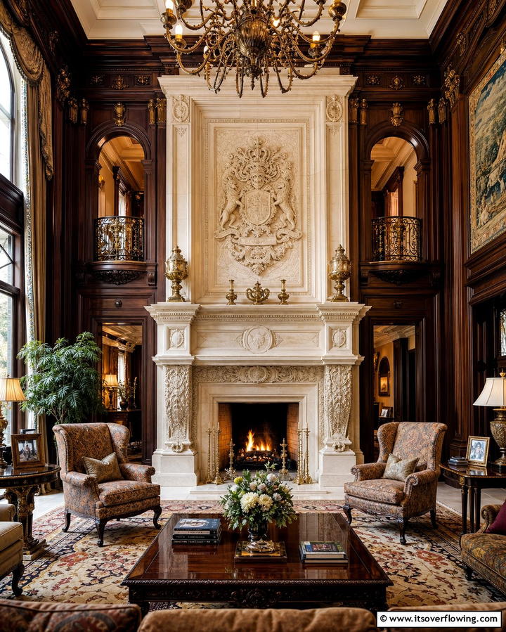 Grand Traditional Elegance - 25 Floor to Ceiling Stone Fireplace Ideas for Drama