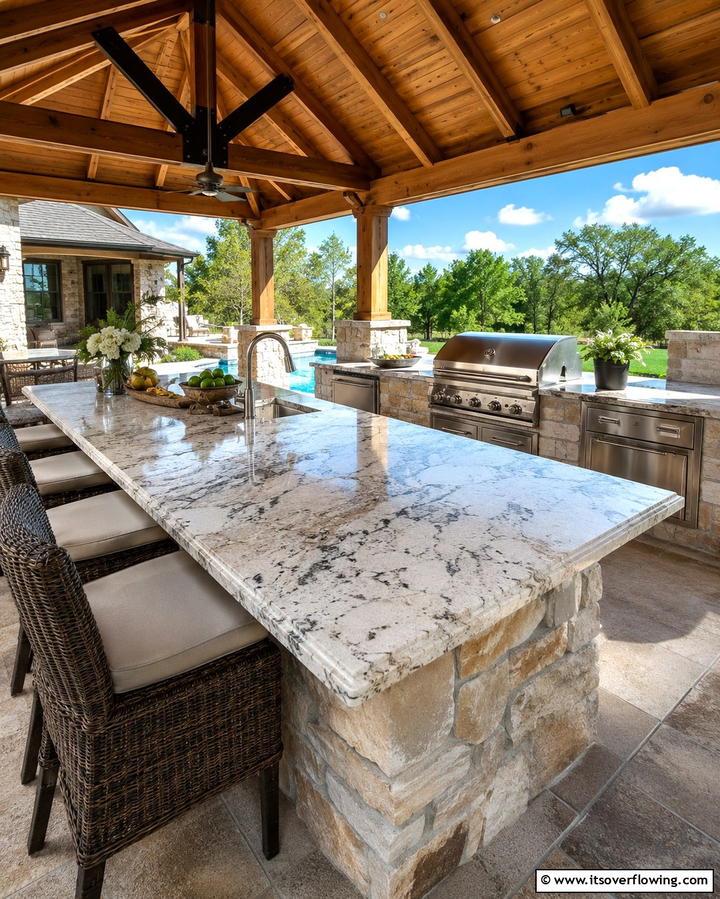 Granite Countertops for All Weather Durability - 25 Outdoor Countertop Ideas for Functional Spaces