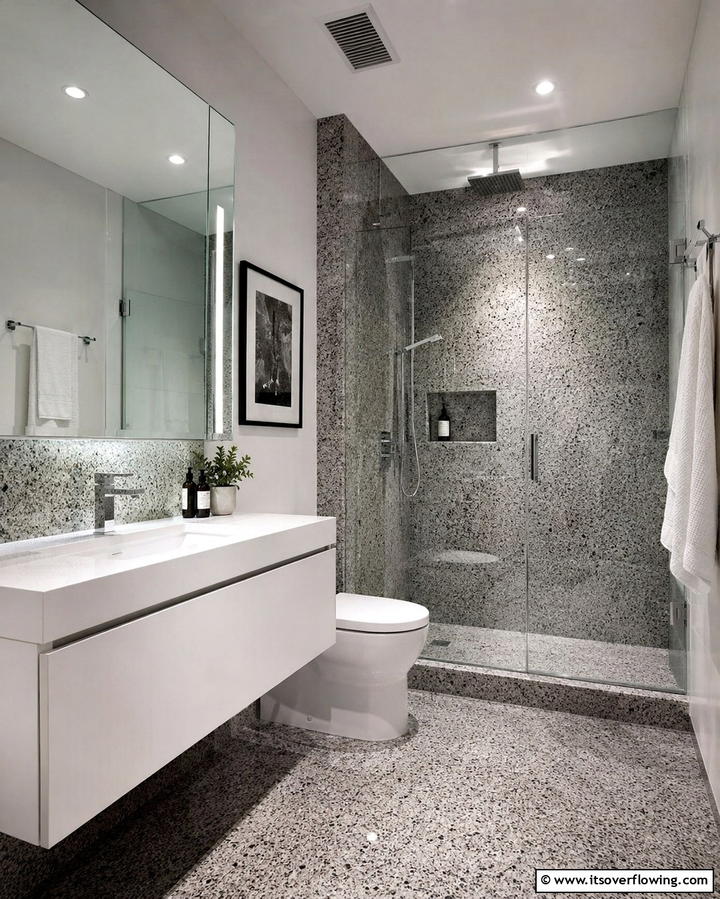 Granite Look Ceramic Tiles - 20 Stone Shower Design Ideas for a Spa-like Bathroom