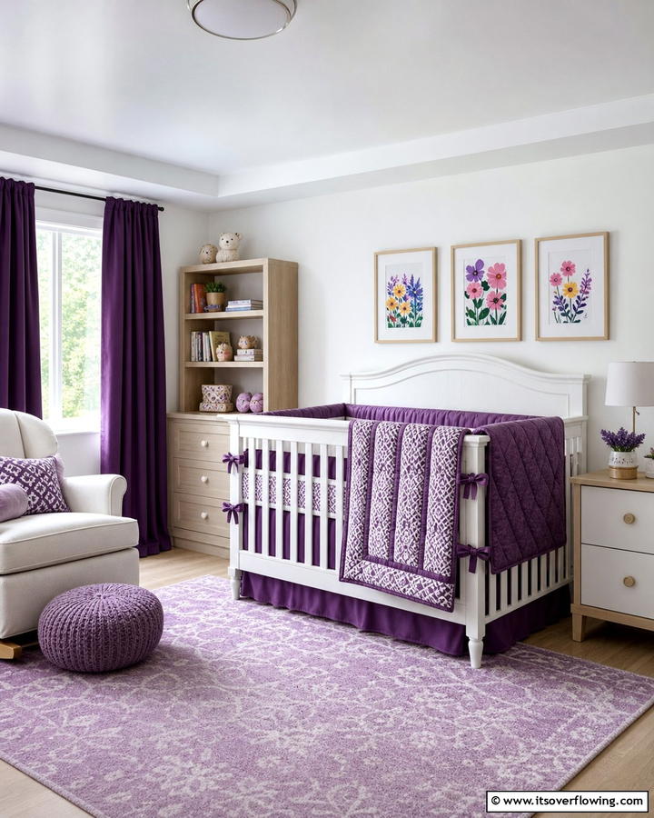 Grape Colored Crib Bedding for a Pop of Color - 20 Purple Nursery Ideas for a Dreamy Baby Room