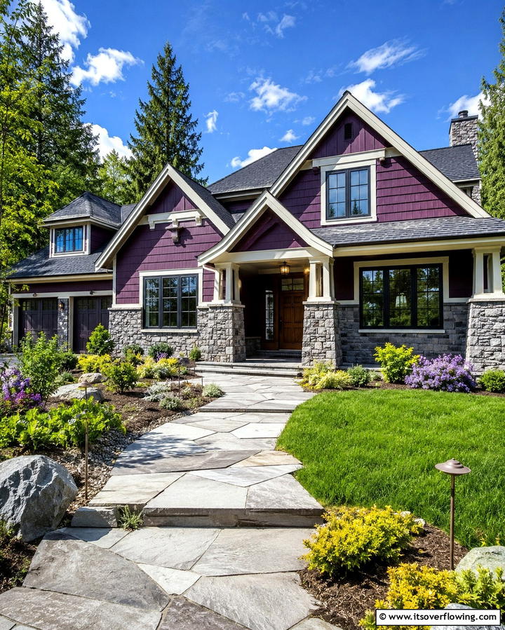 Grape Inspired Shutters - 25 Purple House Exterior Ideas for a Unique Curb Appeal