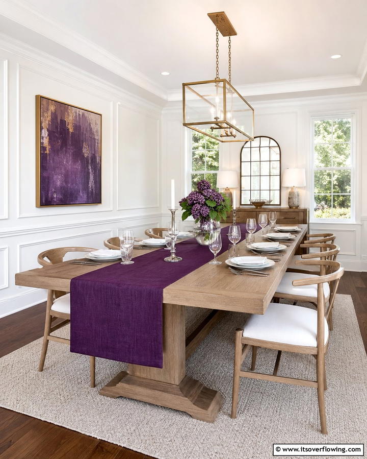 Grape Toned Table Runners - 25 Purple Dining Room Ideas for a Luxurious Ambiance