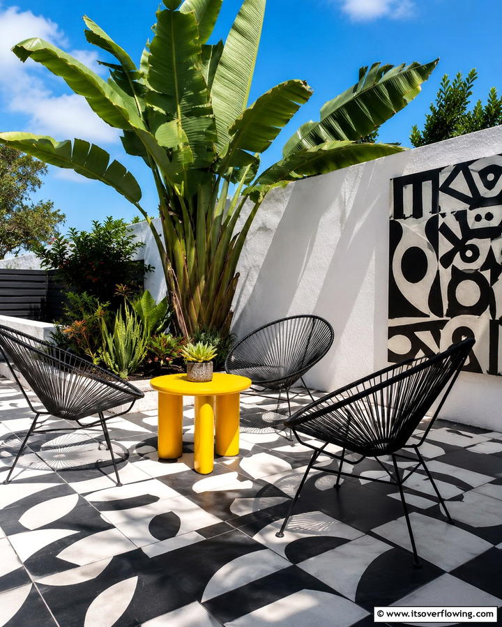 Graphic Printed Tiles - 25 Patio Tile Ideas to Upgrade Your Outdoor Flooring