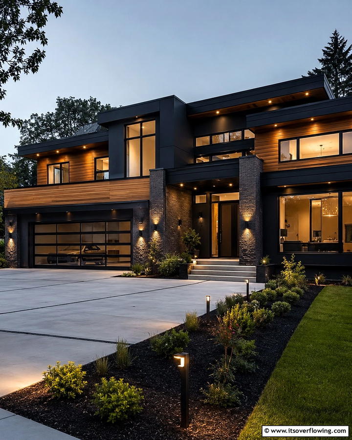 Graphite Black Sophistication - 25 Paint Colors for a Modern Black House With Cedar Accents