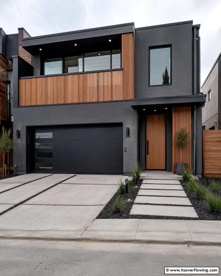 Graphite Gray for Urban Elegance - 25 Paint Colors for a Modern Black House With Cedar Accents