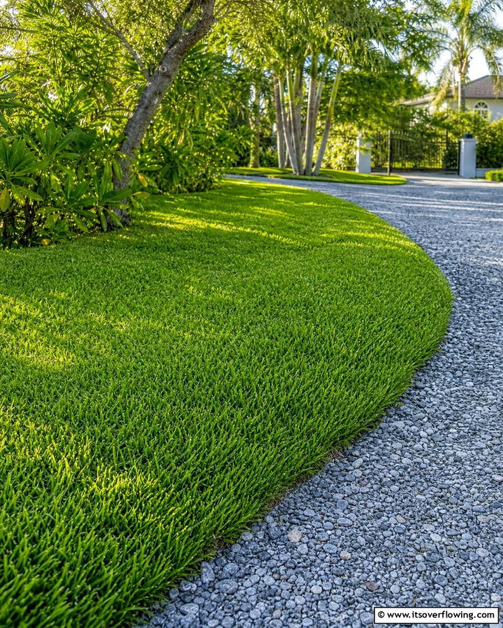 Grass Borders for a Soft Transition - 25 Gravel Driveway Edging Ideas for a Polished Look