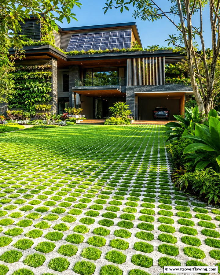 Grass Infill Pavers - 25 Paver Walkway Ideas to Enhance Your Outdoor Space