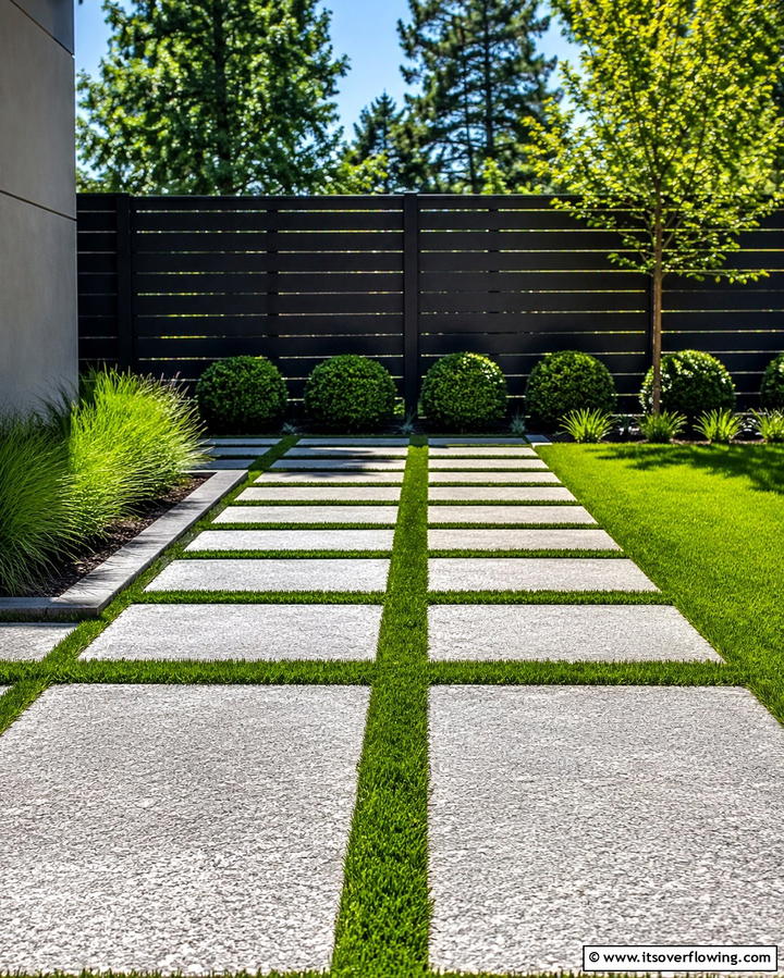 Grass Inlaid Stepping Stones - 30 Creative Stepping Stone Walkway Garden Ideas