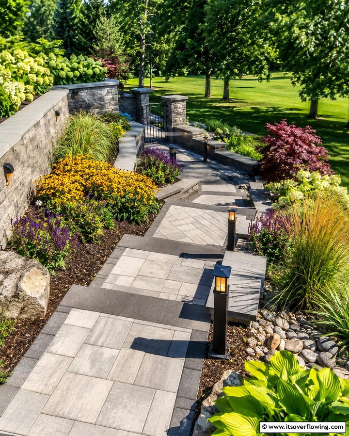 Grass Inlays Between Pavers - 25 Concrete Paver Walkway Ideas for Durable Design
