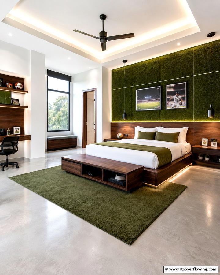 Grass Like Wall Panels - 30 Sporty Soccer Bedroom Ideas for Young Athletes