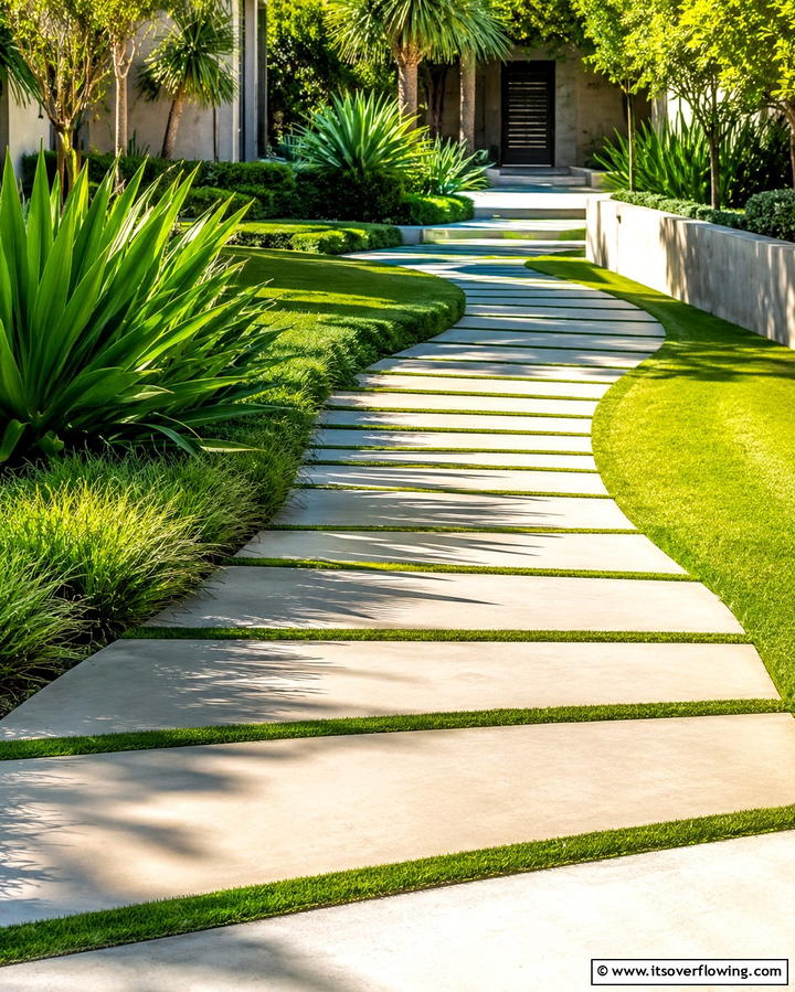 Grass Lined Pathways - 25 Curved Walkway Ideas for a Charming Garden Path
