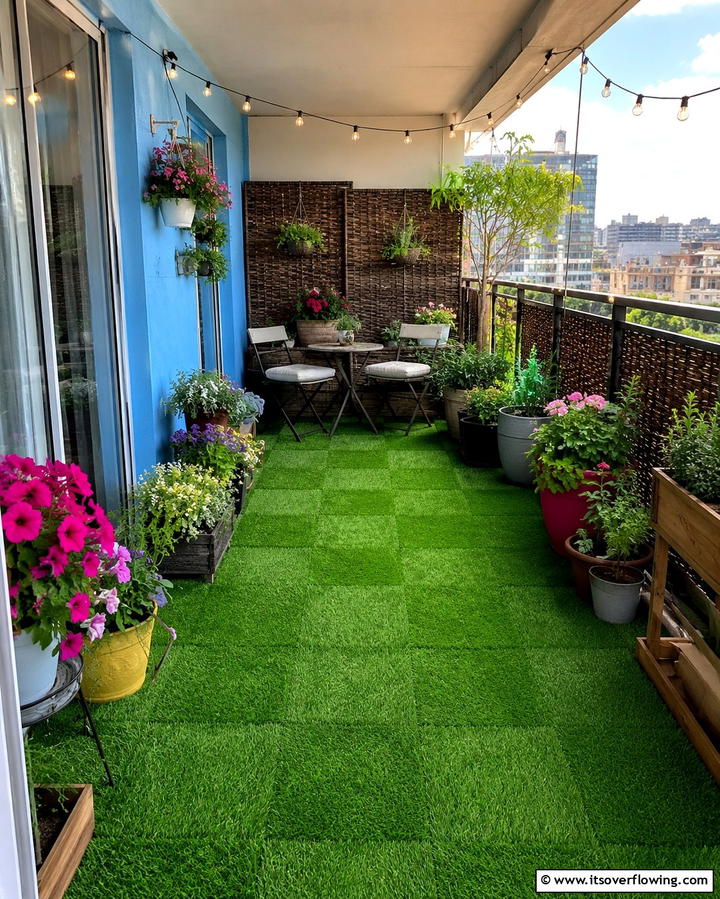 Grass Look Tiles - 25 Balcony Tiles Ideas for Stylish Outdoor Spaces