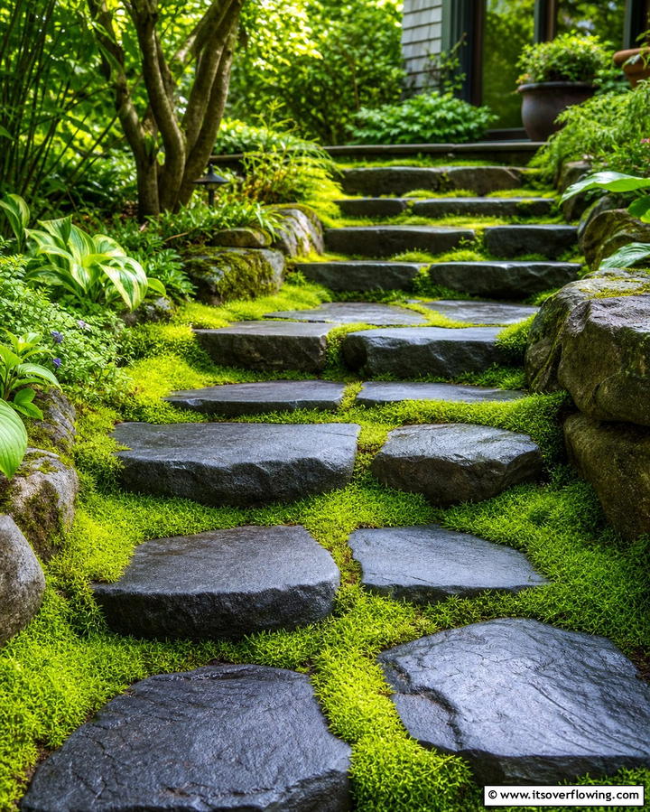 Grass Tufted Steps - 25 Patio Steps Ideas to Enhance Your Outdoor Space