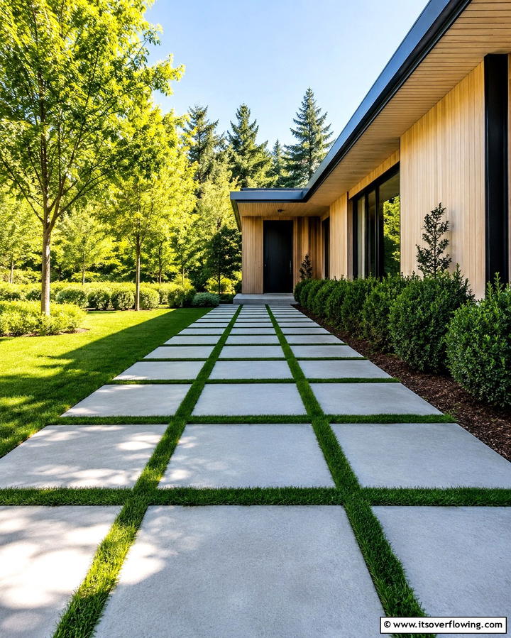 Grass and Stone Mix - 25 Front Walkway Ideas to Enhance Your Home’s Curb Appeal