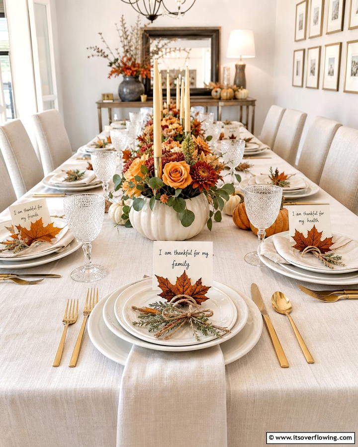 Gratitude Place Card Ideas - 21 Festive Thanksgiving Table Decor Ideas for Family Gatherings