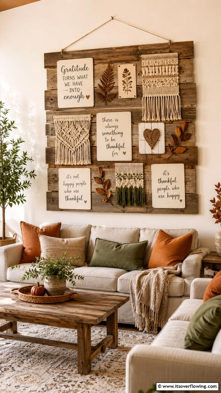 Gratitude Wall Hanging - 21 Inspiring Thanksgiving Decor Ideas to Celebrate Gratitude