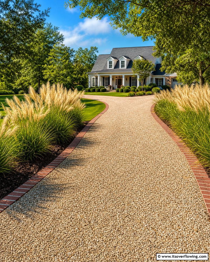 Gravel Driveway with Edging - 25 Gravel Garden Ideas for Low Maintenance