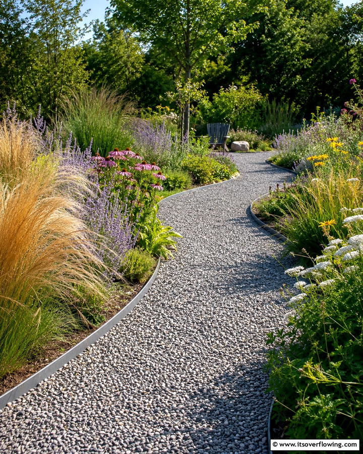 Gravel Elegance - 25 Curved Walkway Ideas for a Charming Garden Path