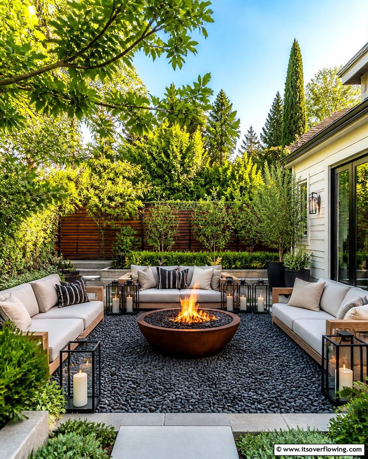 Gravel Filled Fire Pit Area - 25 Gravel Garden Ideas for Low Maintenance