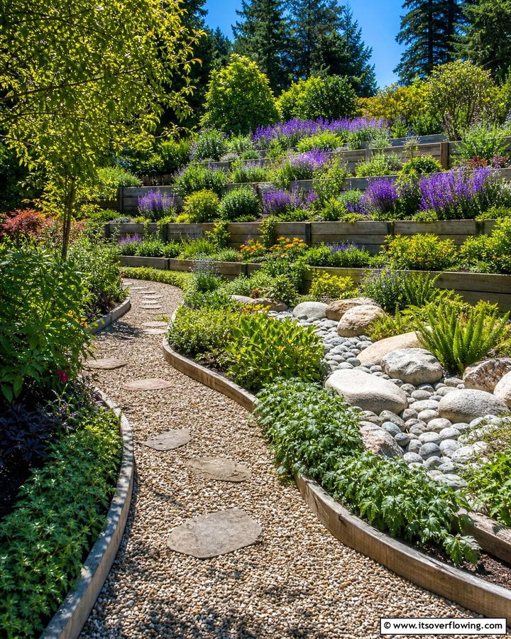 Gravel Paths for Easy Maintenance - 20 Hillside Terraced Garden Ideas for a Stunning Landscape