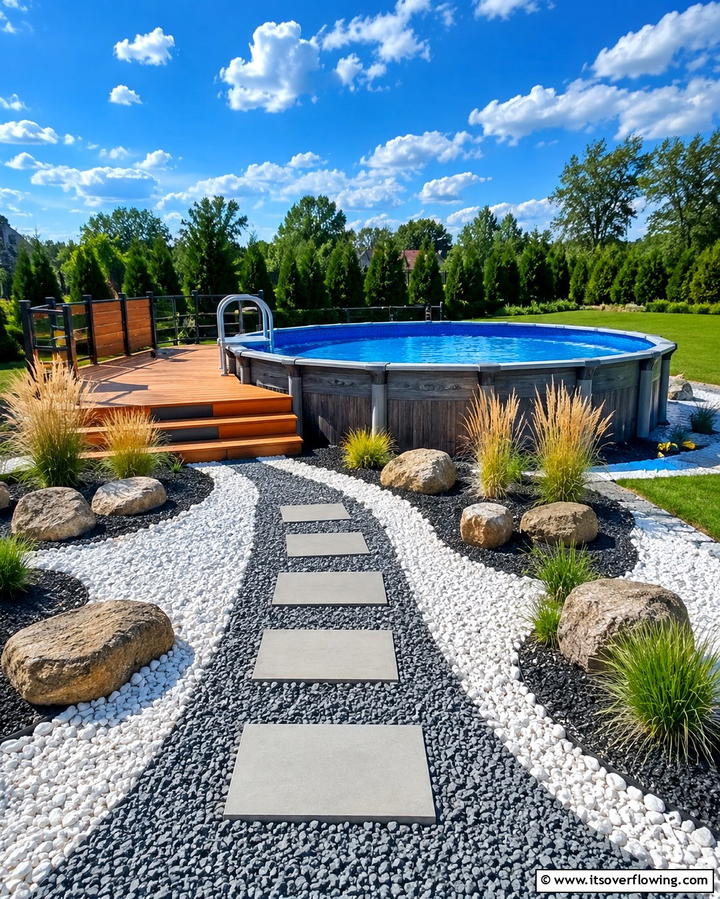 Gravel Pathways and Accents - 25 Above Ground Pool Landscaping Ideas for a Stunning Yard