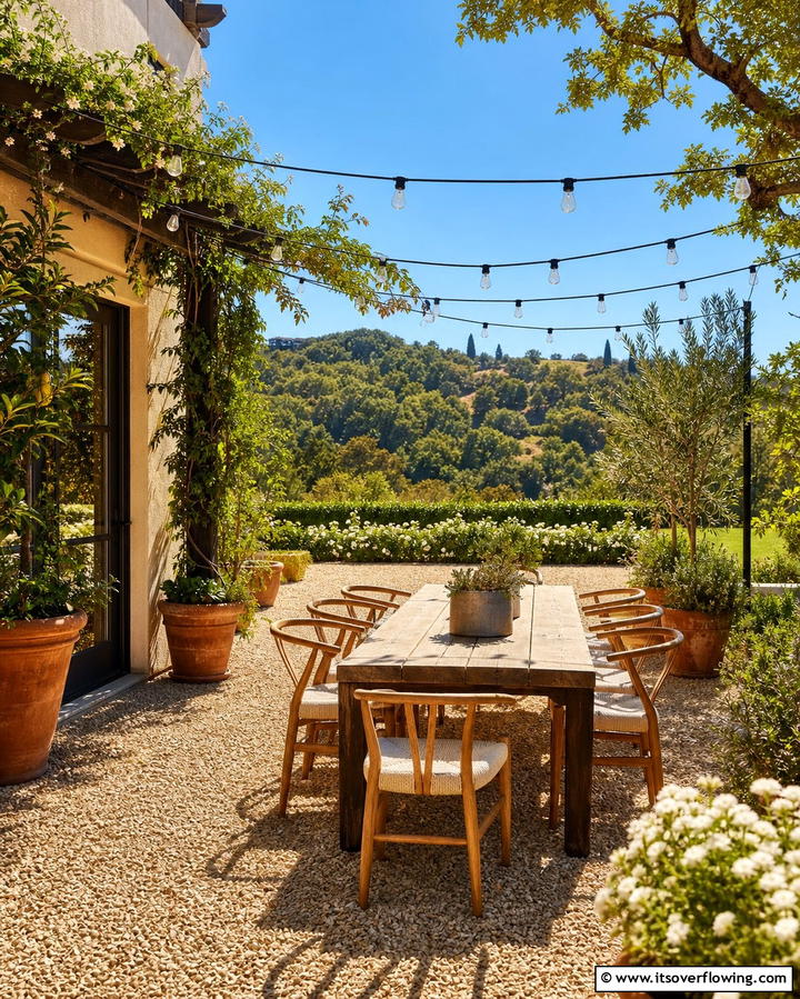 Gravel Patio with Outdoor Furniture - 25 Gravel Garden Ideas for Low Maintenance